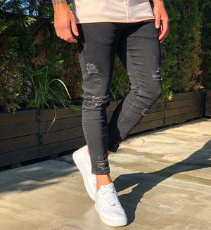 Black Distressed Skinny Fit Denim B262 Streetwear Jeans - Sneakerjeans