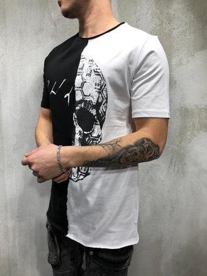 Black & White Oversize Skull Printed T-Shirt AY333 Streetwear T-Shirts - Sneakerjeans