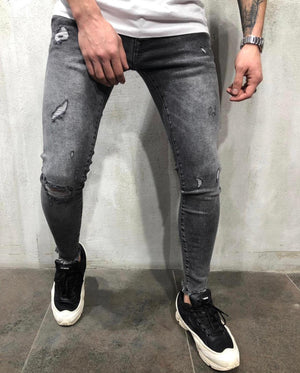 Gray Washed Ripped Skinny Jeans AY607 Streetwear Jeans - Sneakerjeans