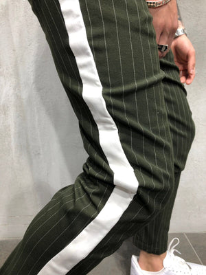 Kahki Side Striped Casual Jogger Pant A114 Streetwear Jogger Pants - Sneakerjeans