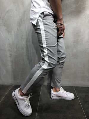 Light Gray Side Striped Casual Jogger Pant A111 Streetwear Jogger Pants - Sneakerjeans