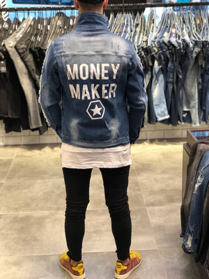 Money Maker Printed Jeans Jacket B81 Streetwear Mens Jean Jacket - Sneakerjeans