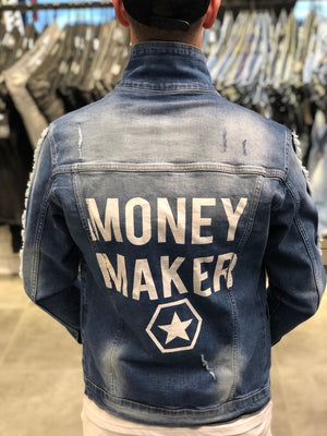 Money Maker Printed Jeans Jacket B81 Streetwear Mens Jean Jacket - Sneakerjeans