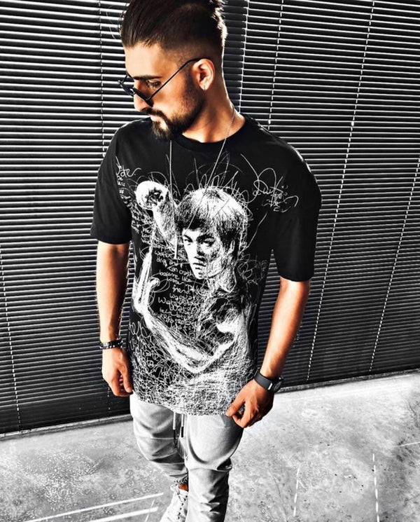 Sneakerjeans Black Bruce Kung Fu Legend Printed T-Shirt ES18
