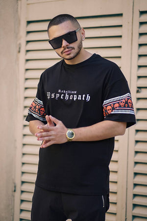 Sneakerjeans Black Psychopath Printed Oversize T-Shirt ES76