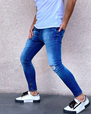 Sneakerjeans - Blue Snake Patched Jeans Skinny Jeans AY451