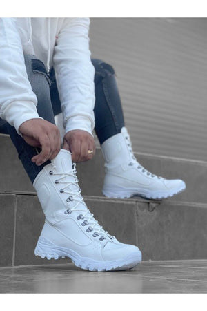 Triple White Combat Military Boots 605