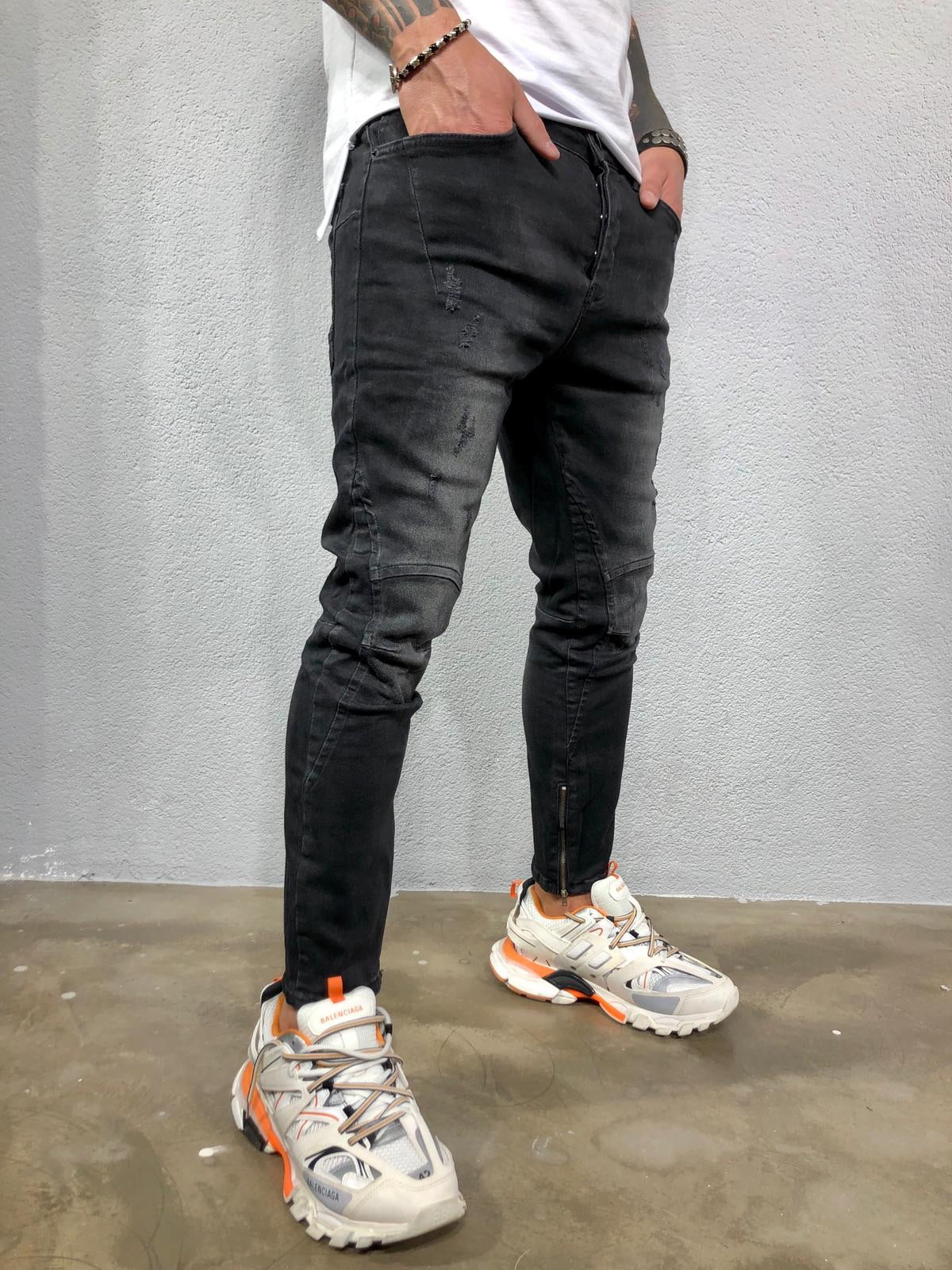 Mrpick Men's Stretch Skinny Ankle Zipper Leg Jeans (Grey Blue, 29) at  Amazon Men's Clothing store