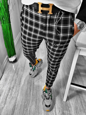 Black Checkered Casual Jogger Pant S163 Streetwear Casual Jogger Pants - Sneakerjeans