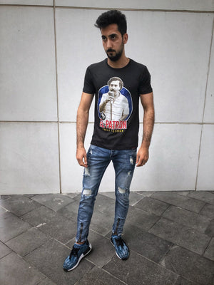 Black Escobar El Patron Printed T-Shirt OT10 Streetwear T-Shirts - Sneakerjeans