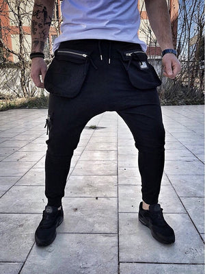 Black Front Cargo Pockets Jogger Pant DM7 Streetwear Jogger Pants - Sneakerjeans