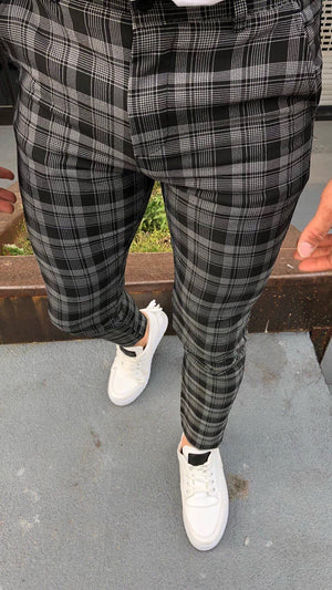 Black Gray Checkered Slim Fit Casual Pant DJ161 Streetwear Pant - Sneakerjeans