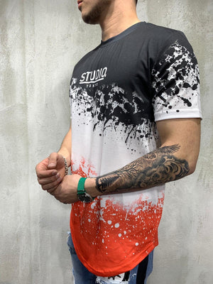 Black Mixed Colour Printed Oversized Mens T-Shirt AY480 Streetwear Mens T-Shirts - Sneakerjeans