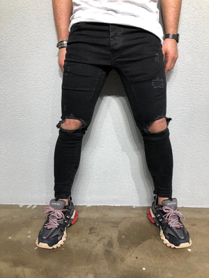 Black Ripped Denim BL239 Streetwear Jeans - Sneakerjeans
