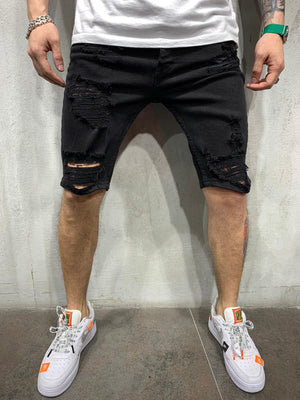 Black Ripped Jeans Short AY464 Streetwear Mens Shorts - Sneakerjeans