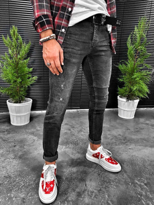 Black Skinny Fit Jeans S128 Streetwear Mens Jeans - Sneakerjeans