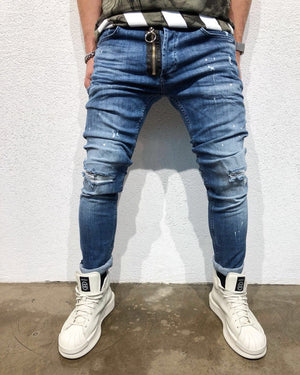 Black Zipper Denim B54 Streetwear Denim Jeans - Sneakerjeans