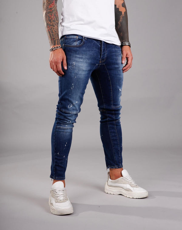Blue Color Spots Ripped Ultra Skinny Jeans BI-009 Streetwear Jeans - Sneakerjeans
