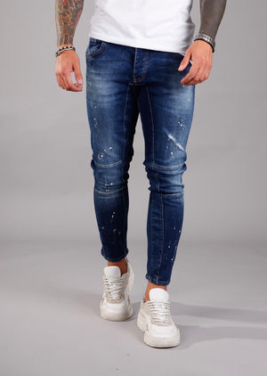 Blue Color Spots Ripped Ultra Skinny Jeans BI-009 Streetwear Jeans - Sneakerjeans