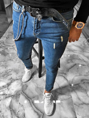 Blue Distressed Ultra Skinny Fit Denim S234 Streetwear Jeans - Sneakerjeans