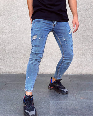 Blue Ripped Skinny Jeans AY404