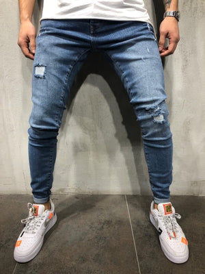Blue Ripped Skinny Jeans AY609 Streetwear Jeans - Sneakerjeans