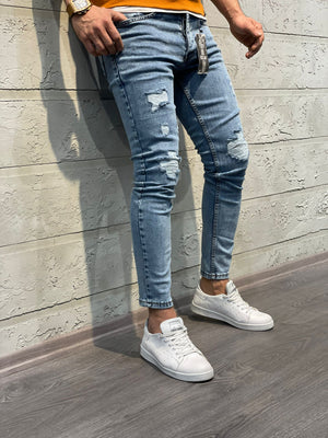 Blue Ripped Skinny Jeans DD59