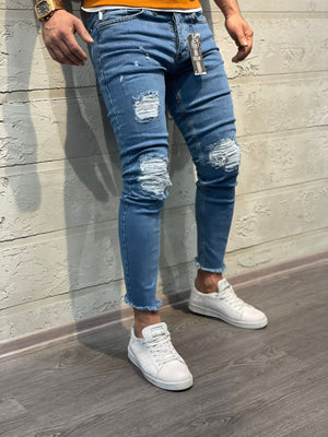 Blue Ripped Skinny Jeans DD61