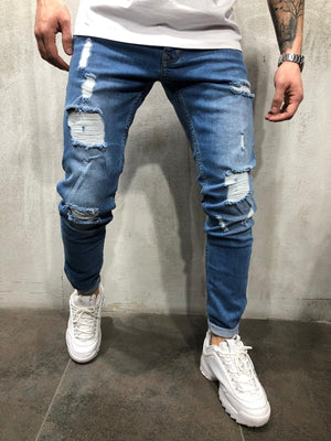 Blue Ripped Ultra Skinny Fit Denim AY308 Streetwear Jeans - Sneakerjeans