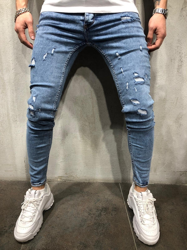 Blue Ripped Ultra Skinny Fit Denim AY311 Streetwear Jeans - Sneakerjeans
