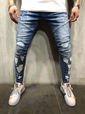 Blue Washed Ultra Skinny Jeans AY402 Streetwear Mens Jeans - Sneakerjeans