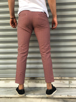Bordeaux Pattern Slim Fit Casual Pant DJ116 Streetwear Pant