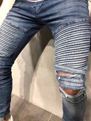 Destroyed Biker Slim Fit Denim A18 Streetwear Denim Jeans - Sneakerjeans