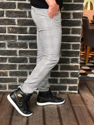 Gray Checkered Slim Fit Casual Mens Pant DJ179 Mens Pant - Sneakerjeans
