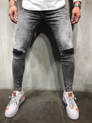 Gray Distressed Skinny Fit Denim A255 Streetwear Jeans - Sneakerjeans