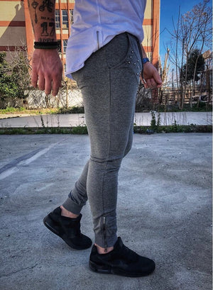 Gray Metal Studs Jogger Pant DM2 Streetwear Jogger Pants - Sneakerjeans