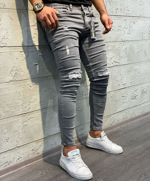 Gray Ripped Skinny Jeans DD75