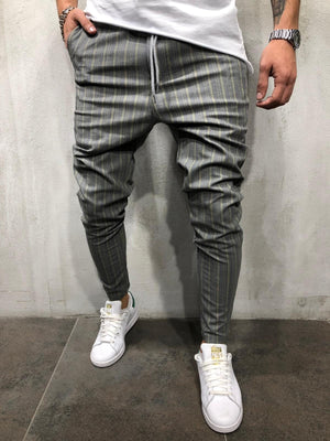 Gray Yellow Striped Casual Jogger Pant A213 Streetwear Casual Jogger Pants - Sneakerjeans