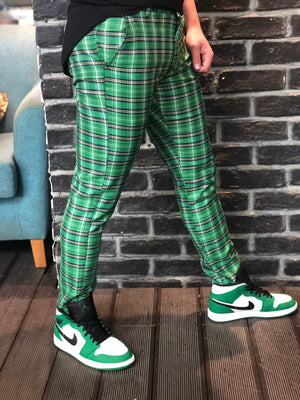 Green Checkered Slim Fit Casual Pant DJ104 Streetwear Pant - Sneakerjeans