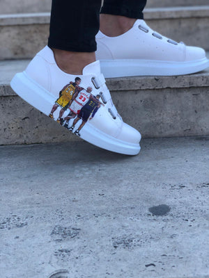 Hand Painted LEGENDS White Banding Custom Sneaker SJ03