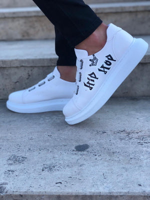 Hand Painted NWA White Banding Custom Sneaker SJ04