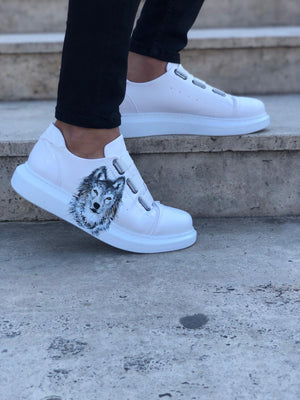Hand Painted WOLF White Banding Custom Sneaker SJ10