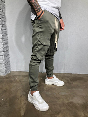 Khaki Banding Front Pocket Ultra Skinny Denim BL423 Streetwear Jeans - Sneakerjeans