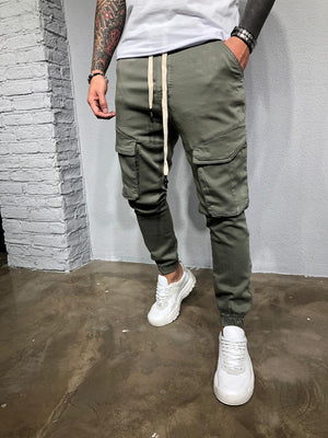 Khaki Banding Front Pocket Ultra Skinny Denim BL423 Streetwear Jeans - Sneakerjeans