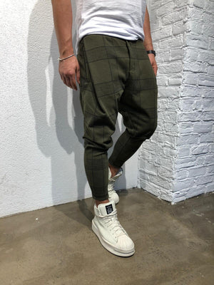 Khaki Checkered Jogger Pant B346 Streetwear Jogger Pants - Sneakerjeans