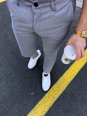 Light Gray Pattern Slim Fit Casual Pant DJ138 Streetwear Pant - Sneakerjeans
