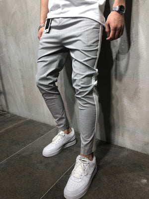 Light Gray Side Striped Casual Jogger Pant A111 Streetwear Jogger Pants - Sneakerjeans