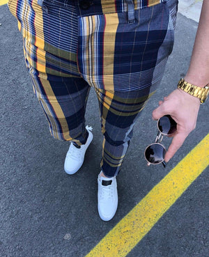Mixed Colour Checkered Slim Fit Casual Pant DJ113 Streetwear Pant - Sneakerjeans