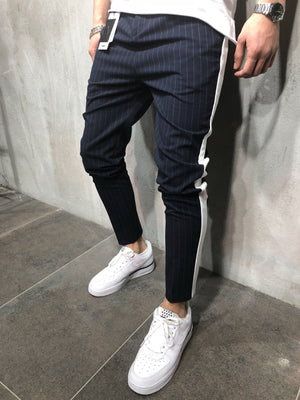 Navy Side Striped Casual Jogger Pant A112 Streetwear Jogger Pants - Sneakerjeans