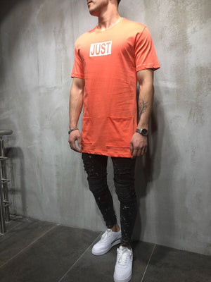 Orange Printed Oversize T-Shirt A17 Streetwear T-Shirts - Sneakerjeans